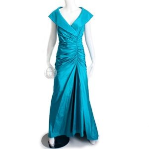 Tadashi Collection Evening Gown Formal Silk Taffeta Dress Train Saks 5th Ave NWD
